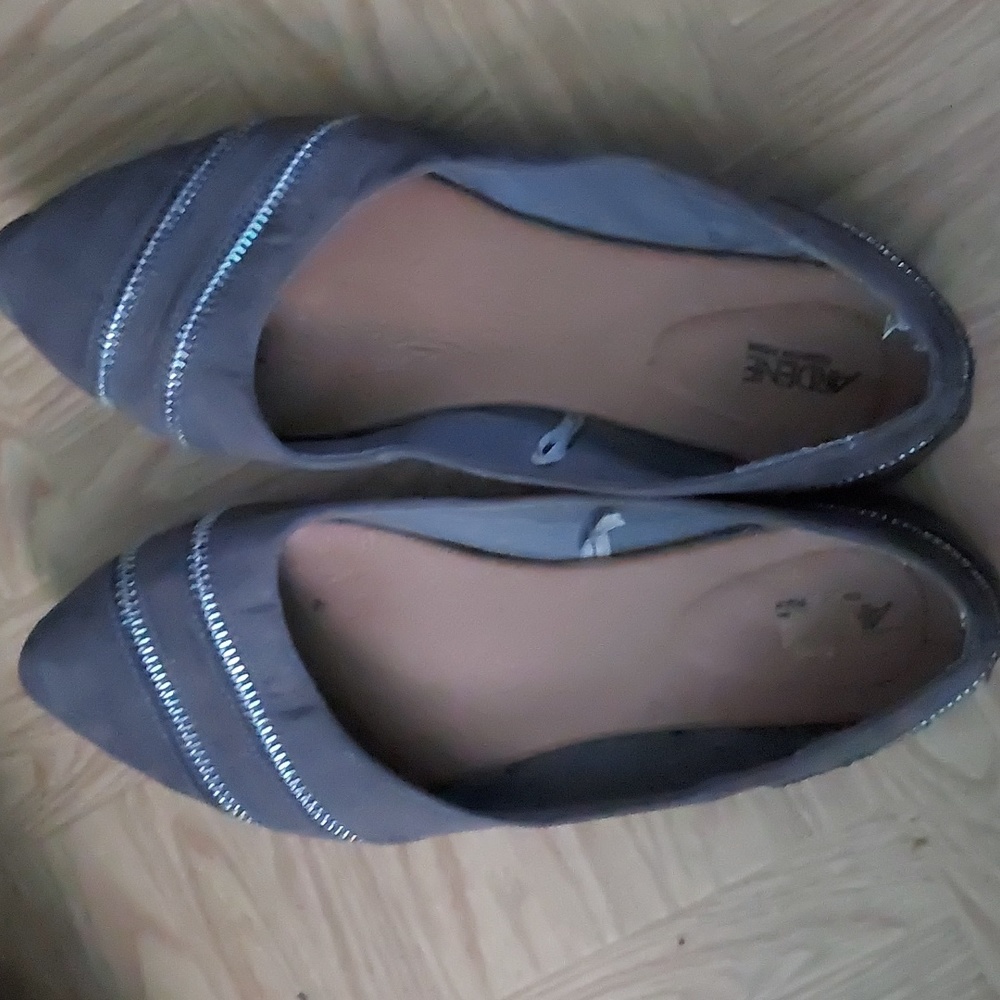 Ardene grey suede flats size 8